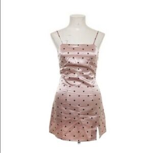 Missguided Petite Satin Strappy Polka Dot mini Dress